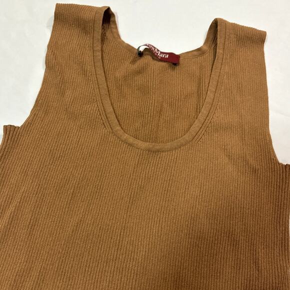 MaxMara Womens Medium Ribbed Brown Tank Top Luxury Quality Basic Casual - Picture 3 of 7